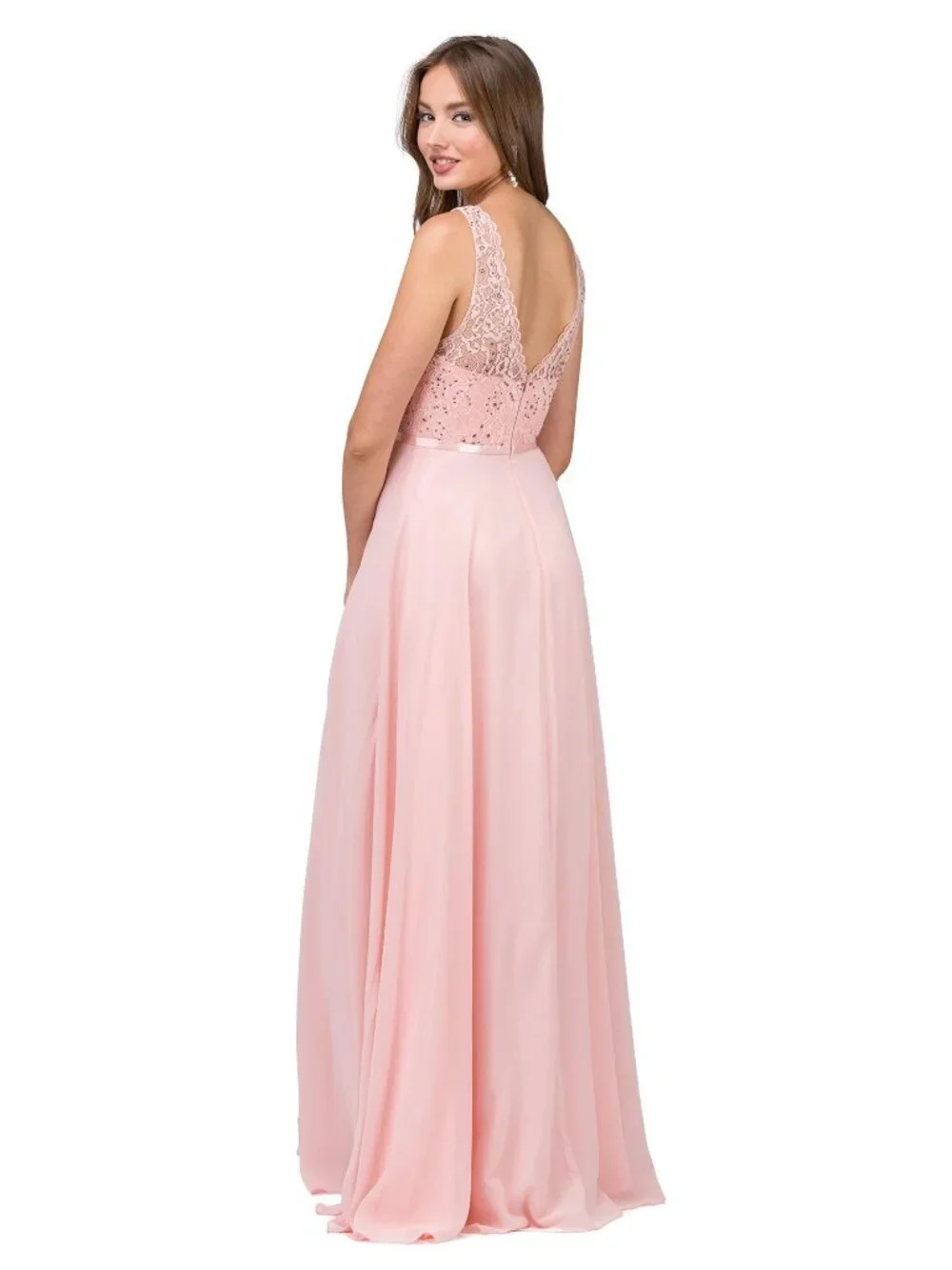 New Navy Sleeveless Elegant A-Line Long Formal Dress w/ Floral Lace DQ 2267